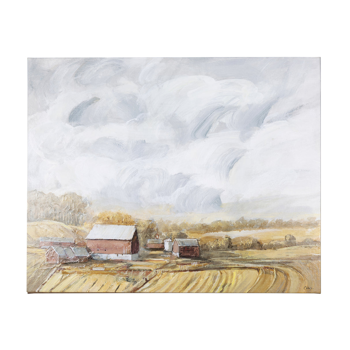 Farmland view I by Mercana Studio a Hand Embellished Textured Canvas from Mercana - Luna Furniture