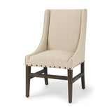 Kensington I Cream Fabric and Solid Wood Dining Chair from Mercana - Luna Furniture