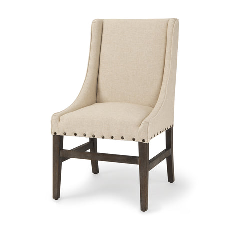Kensington I Cream Fabric and Solid Wood Dining Chair from Mercana - Luna Furniture