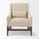 Kensington Cream Linen Fabric and Wood Accent Chair from Mercana - Luna Furniture