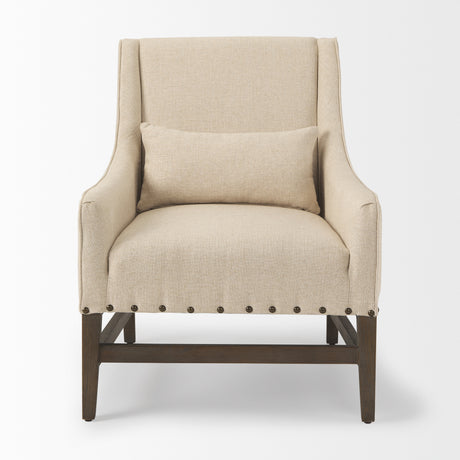 Kensington Cream Linen Fabric and Wood Accent Chair from Mercana - Luna Furniture