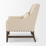 Kensington Cream Linen Fabric and Wood Accent Chair from Mercana - Luna Furniture