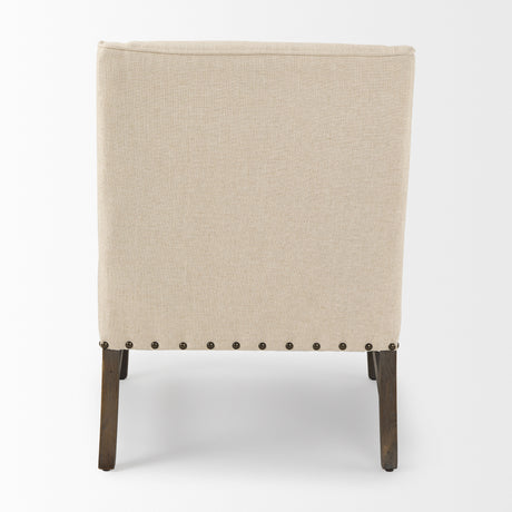 Kensington Cream Linen Fabric and Wood Accent Chair from Mercana - Luna Furniture