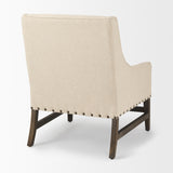 Kensington Cream Linen Fabric and Wood Accent Chair from Mercana - Luna Furniture