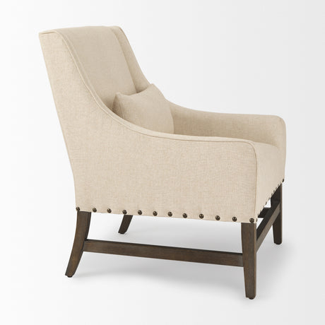 Kensington Cream Linen Fabric and Wood Accent Chair from Mercana - Luna Furniture