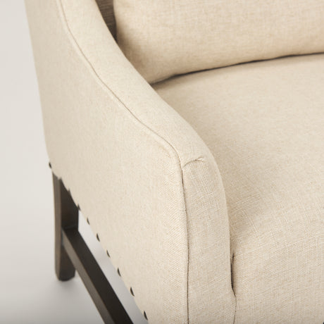 Kensington Cream Linen Fabric and Wood Accent Chair from Mercana - Luna Furniture