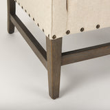 Kensington Cream Linen Fabric and Wood Accent Chair from Mercana - Luna Furniture