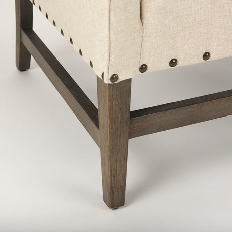 Kensington Cream Linen Fabric and Wood Accent Chair from Mercana - Luna Furniture