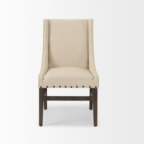 Kensington I Cream Fabric and Solid Wood Dining Chair from Mercana - Luna Furniture