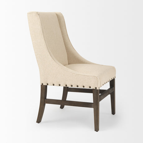 Kensington I Cream Fabric and Solid Wood Dining Chair from Mercana - Luna Furniture