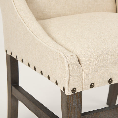 Kensington I Cream Fabric and Solid Wood Dining Chair from Mercana - Luna Furniture