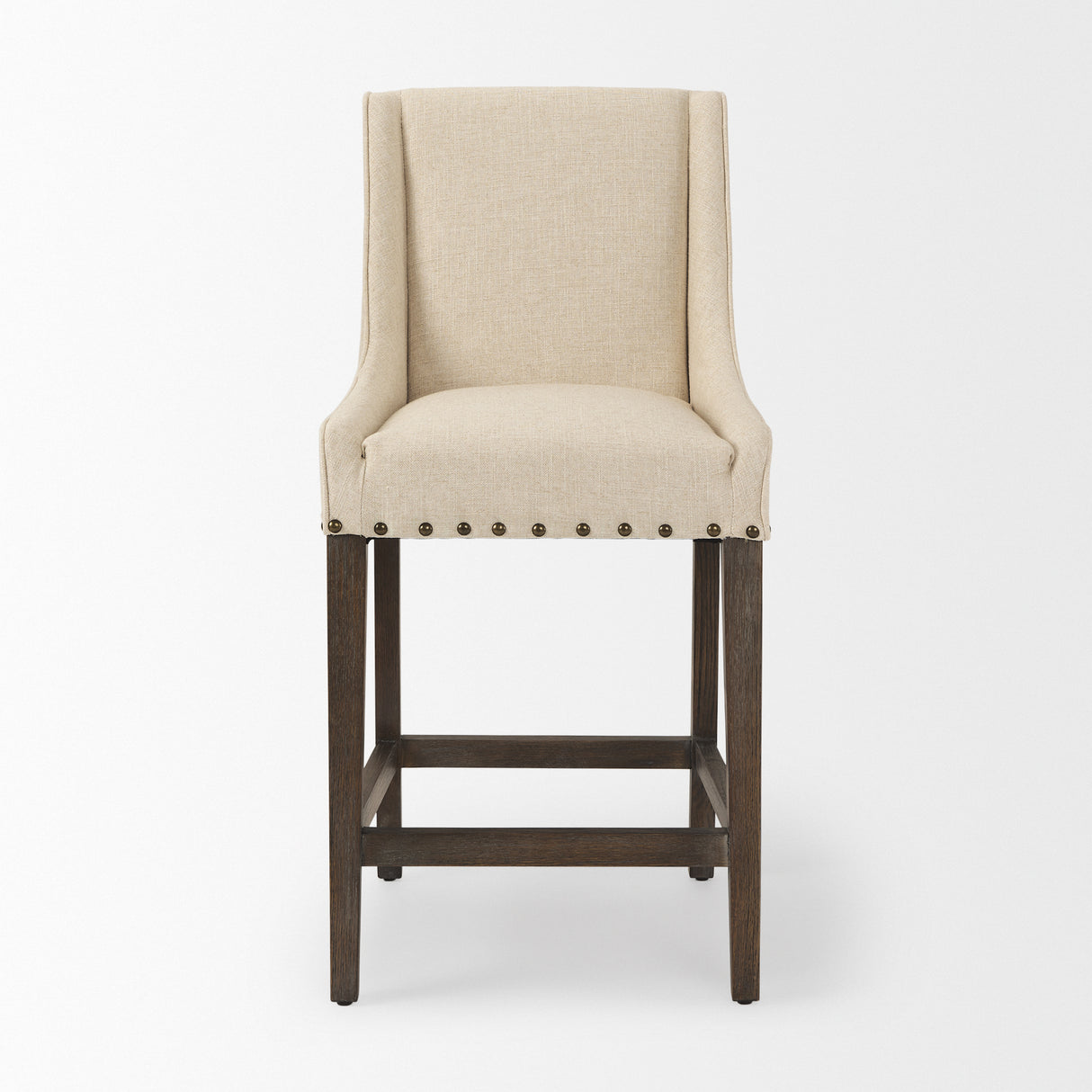 Kensington Cream Fabric Seat Brown Wood Frame Counter Stool from Mercana - Luna Furniture