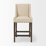 Kensington Cream Fabric Seat Brown Wood Frame Counter Stool from Mercana - Luna Furniture