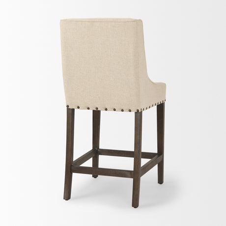 Kensington Cream Fabric Seat Brown Wood Frame Counter Stool from Mercana - Luna Furniture