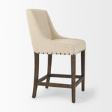 Kensington Cream Fabric Seat Brown Wood Frame Counter Stool from Mercana - Luna Furniture