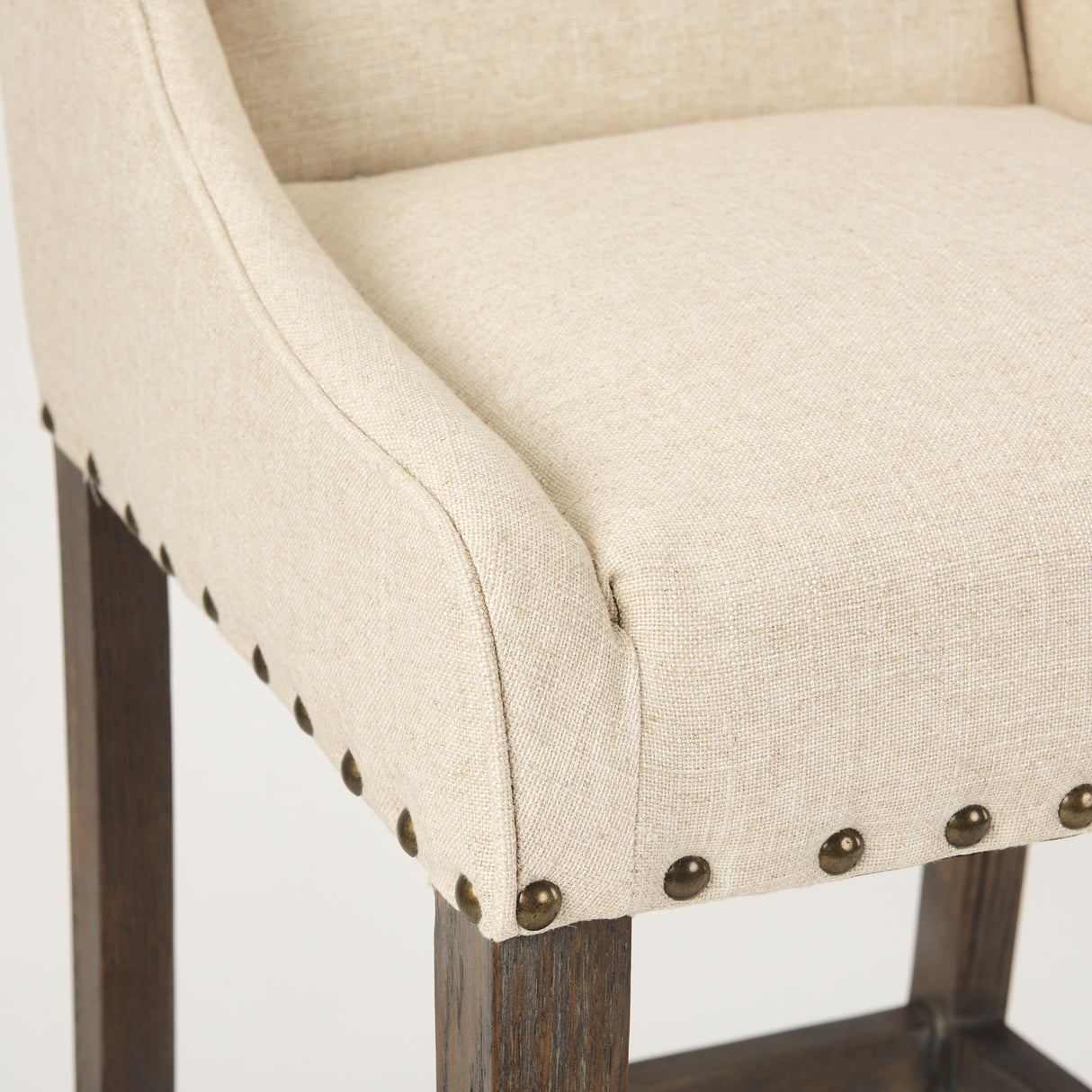 Kensington Cream Fabric Seat Brown Wood Frame Counter Stool from Mercana - Luna Furniture