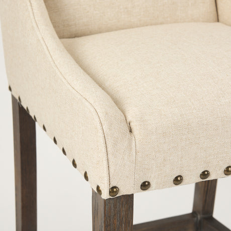 Kensington Cream Fabric Seat Brown Wood Frame Counter Stool from Mercana - Luna Furniture