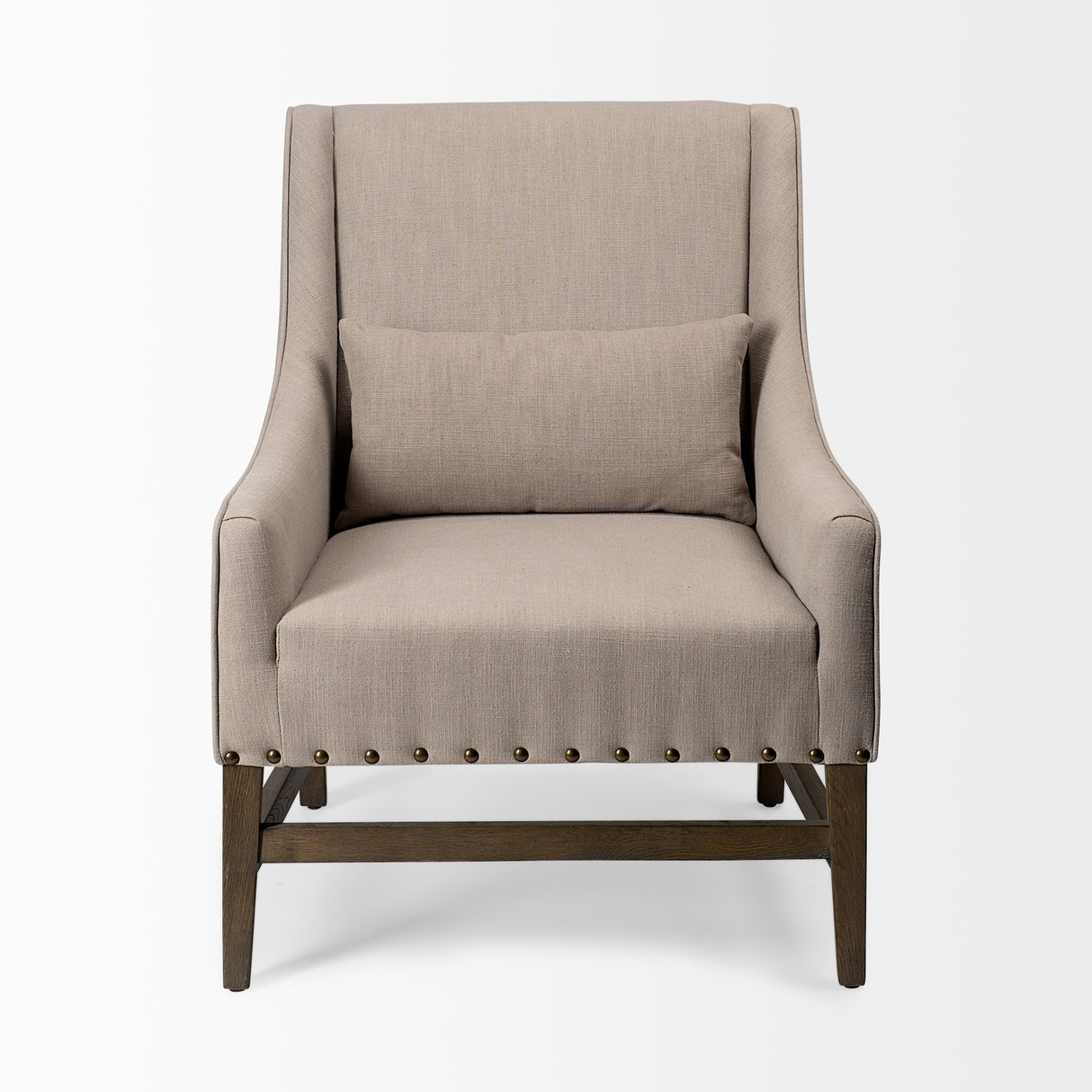 Kensington Beige Linen Fabric and Wood Accent Chair from Mercana - Luna Furniture