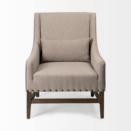 Kensington Beige Linen Fabric and Wood Accent Chair from Mercana - Luna Furniture