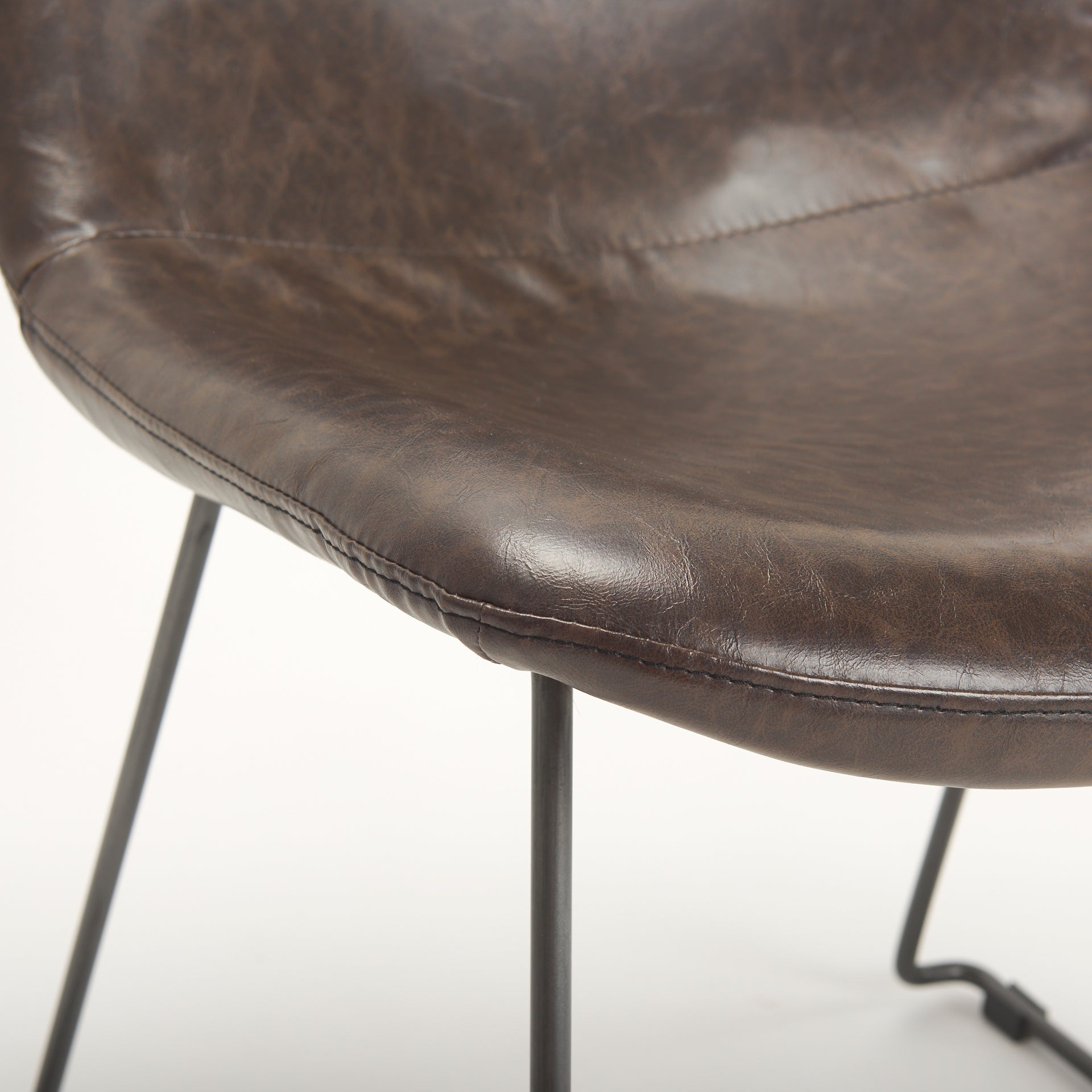 Mercana Sawyer I Dark Brown Faux-Leather Seat Black Iron Frame