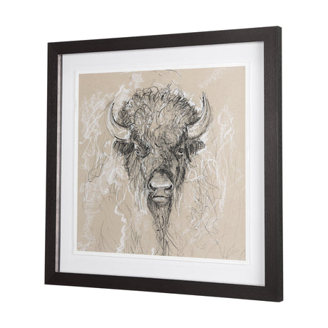 Sketch of Animal IX (Bison) by Mercana Studio Hand Embellished Framed Art Print Matted under Glass from Mercana - Luna Furniture