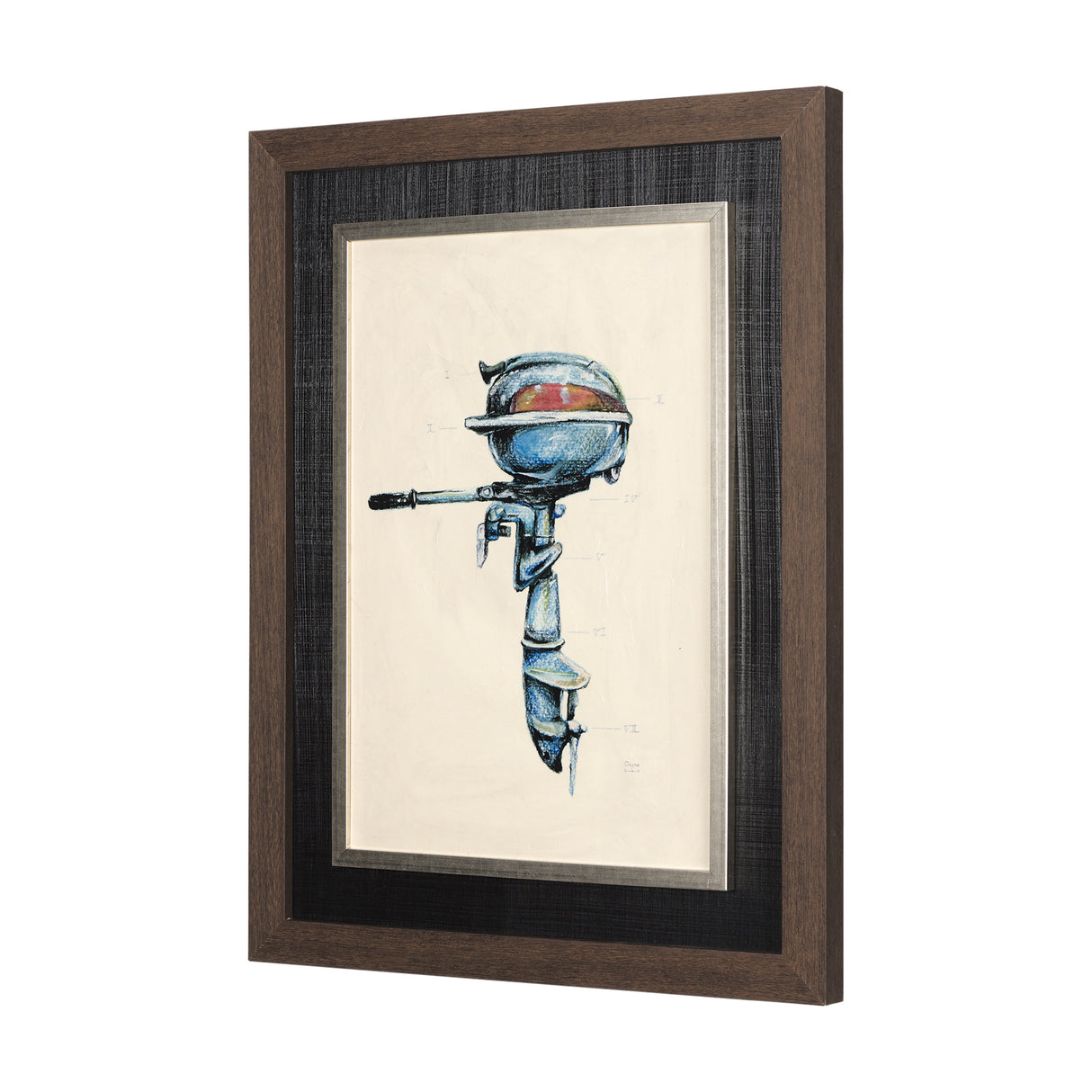 Vintage Motor I by Mercana Studio a Hand Embellished Textured Framed Art Print from Mercana - Luna Furniture