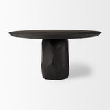 Fitzgerald 60" Round Brown Solid Wood Top & Base Dining Table from Mercana - Luna Furniture
