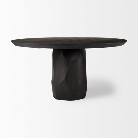 Fitzgerald 60" Round Brown Solid Wood Top & Base Dining Table from Mercana - Luna Furniture