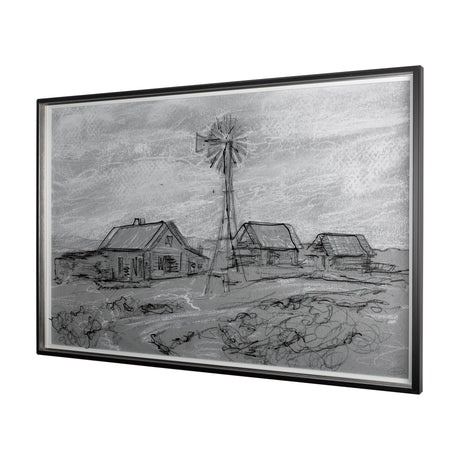 Farm view sketch I by Mercana Studio a Hand Embellished Textured Framed Art Print Matted under Glass from Mercana - Luna Furniture