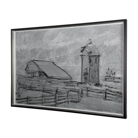Farm view sketch II by Mercana Studio Hand Embellished Textured Framed Art Print Matted under Glass from Mercana - Luna Furniture