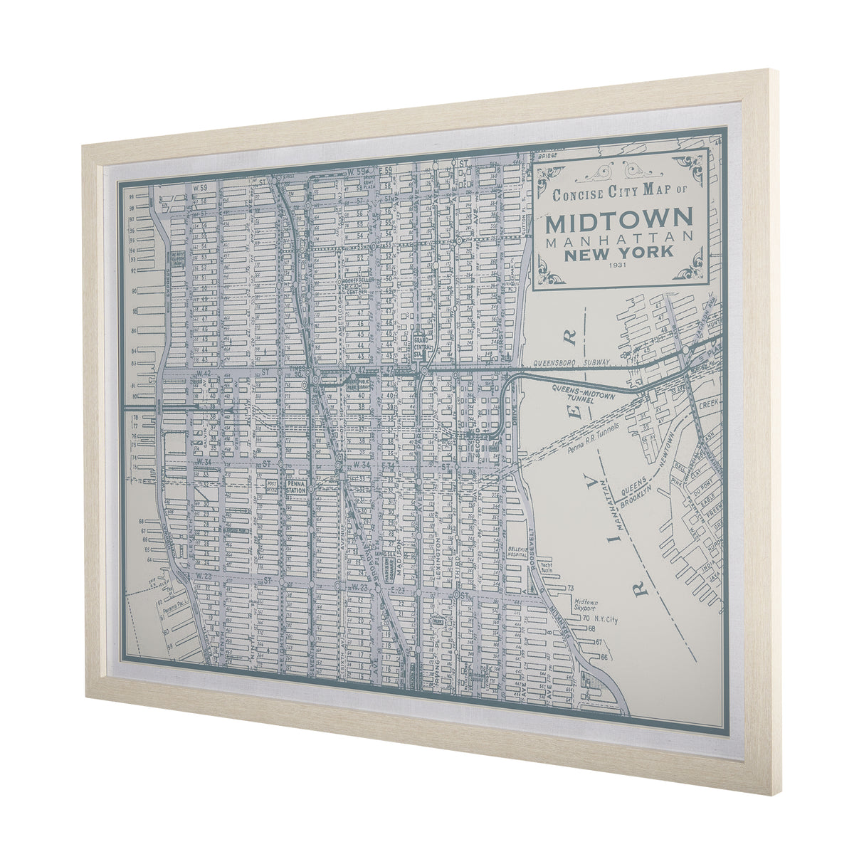 Manhattan Map I by Mercana Studio a Hand Embellished Textured Framed Art Print Matted under Glass from Mercana - Luna Furniture