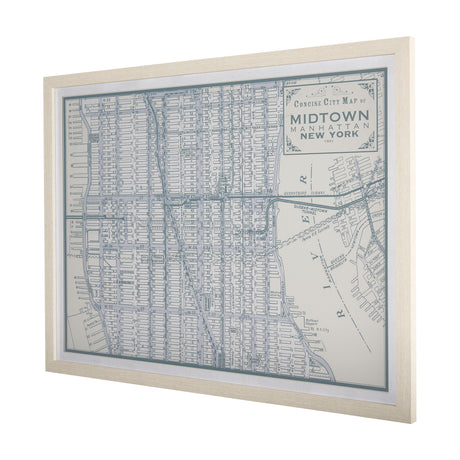 Manhattan Map I by Mercana Studio a Hand Embellished Textured Framed Art Print Matted under Glass from Mercana - Luna Furniture
