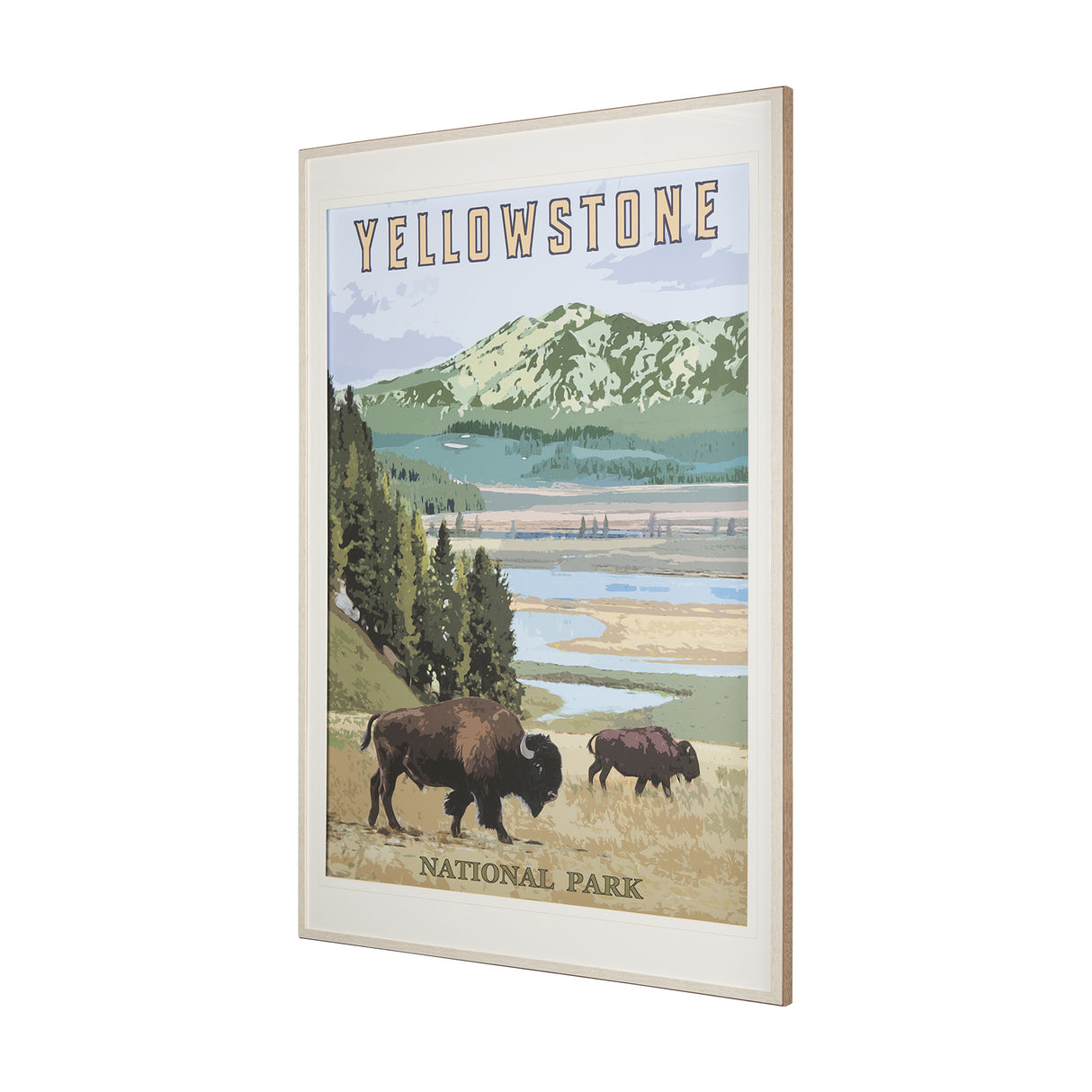 National Park - Yellowstone by Mercana Studio a Framed Art Print Matted under Glass from Mercana - Luna Furniture