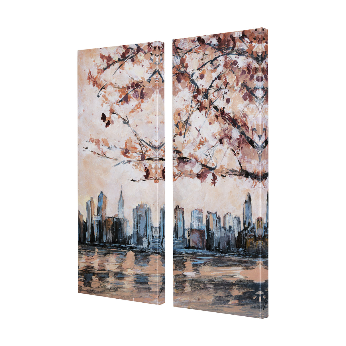 City sunset(L) by Mercana Studio a Hand Embellished Textured Canvas from Mercana - Luna Furniture