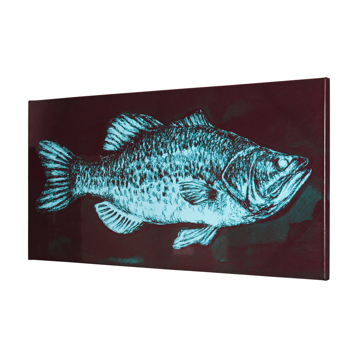 Largemouth Bass Turquoise by Mercana Studio a Hand Embellished Textured Canvas from Mercana - Luna Furniture