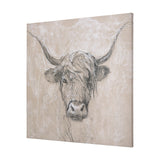 Sketch of animal VIII (Highland bull) by Mercana Studio a Hand Embellished Textured Canvas from Mercana - Luna Furniture