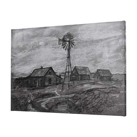 Farm view sketch I by Mercana Studio a Hand Embellished Textured Canvas from Mercana - Luna Furniture