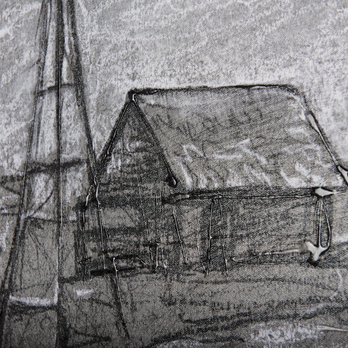 Farm view sketch I by Mercana Studio a Hand Embellished Textured Canvas from Mercana - Luna Furniture