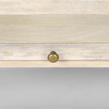 Arelius 42" Square Glass-Top White Wood w/ Gold Metal Base Display Coffee Table from Mercana - Luna Furniture