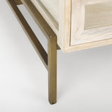 Arelius 42" Square Glass-Top White Wood w/ Gold Metal Base Display Coffee Table from Mercana - Luna Furniture