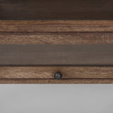 Arelius Rectangular Glass-Top Medium Brown Wood w/ Black Metal Base Display Coffee Table from Mercana - Luna Furniture