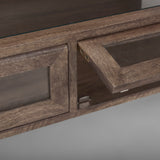 Arelius Rectangular Glass-Top Medium Brown Wood w/ Black Metal Base Display Coffee Table from Mercana - Luna Furniture
