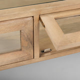 Arelius 42"L Rectangular Light Brown Wood w/ Black Metal Base Display Coffee Table from Mercana - Luna Furniture