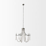 Selma White Wood Bead and Metal Chandelier from Mercana - Luna Furniture