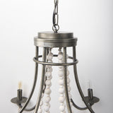 Selma White Wood Bead and Metal Chandelier from Mercana - Luna Furniture