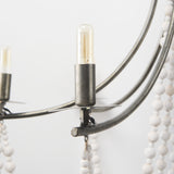 Selma White Wood Bead and Metal Chandelier from Mercana - Luna Furniture