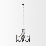 Selma Black Wood Bead and Metal Chandelier from Mercana - Luna Furniture