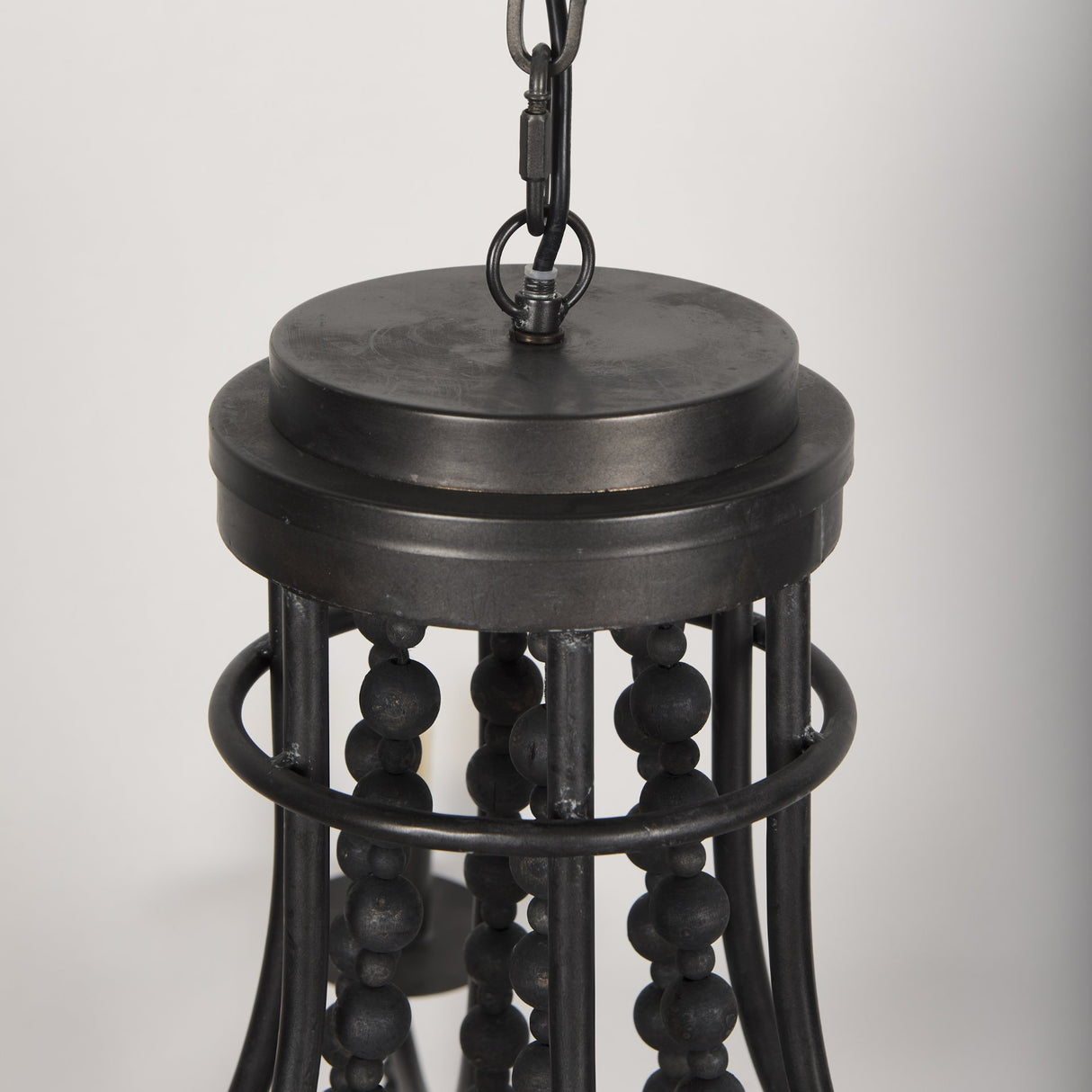Selma Black Wood Bead and Metal Chandelier from Mercana - Luna Furniture