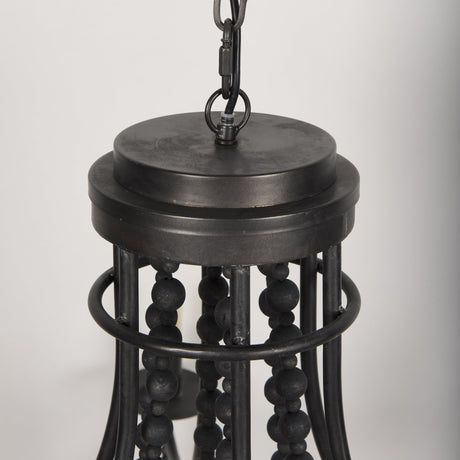 Selma Black Wood Bead and Metal Chandelier from Mercana - Luna Furniture