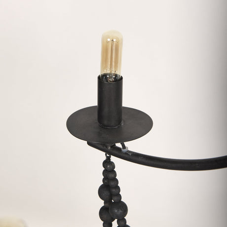 Selma Black Wood Bead and Metal Chandelier from Mercana - Luna Furniture